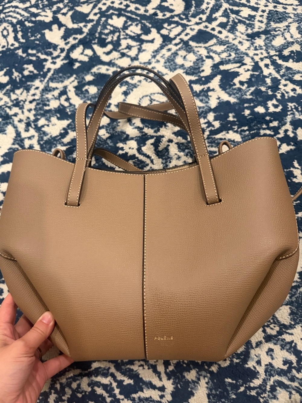 Polene Taupe Cyme Mini Bag in Textured Root